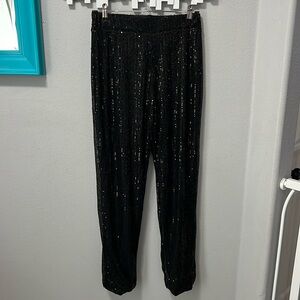 5/$20 Sequin Lined Elastic Waist Cuffed Pants - Large